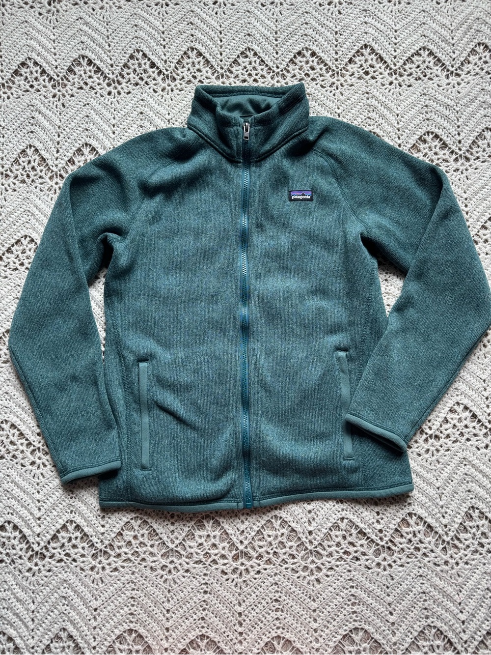 Patagonia Kids Teal Green Full-Zip Fleece Jacket Size XXL 16-18 Jacket Knit